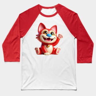 Stimpy Maneki Neko Lucky Cat Baseball T-Shirt